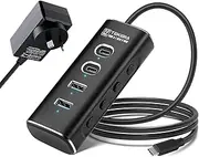 USB C Hub 10Gbps, TEKERA Powered 4 Ports USB C 3.2 Splitter with 2 USB-C and 2 USB-A Data Ports, Type-C Multiport Adapter for MacBook, iPad Pro, XPS, HP Envy, Galaxy S22 and More,RSH-A104C
