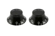 NEW - Left-Handed Vintage Style Bell Knobs (2) For Guitar - BLACK