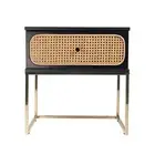 MODE (RATTAN) BEDSIDE TABLE LAMP OCCASIONAL SIDE UNIT NIGHTSTAND 50X50CM