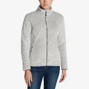 NWT EDDIE BAUER Bellingham Fleece Zip Fuzzy Plush Grey Jacket Sz L
