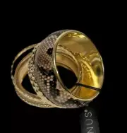 Venus Metal Bangle Bracelet Set 9 Bracelets Wide Snakeskin Bracelets Gold Tone