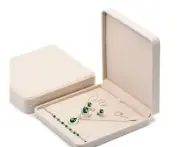 Large Velvet Jewelry Box Necklace Earring Pendant Gift Box - White