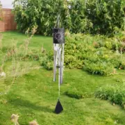 39"Long Solar Sun Face Silhouette Cylinder Wind Chime Home Decor Unique Gift