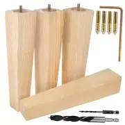 Square Ash Wood Furniture Legs Set of 4 - Pick Your 12 Inches Natural Ash Wood