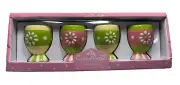 NEW CARNIVAL COTTAGE Easter Set of 4 Egg Cups JOHANNA PARKER ~ Magenta ~ New!
