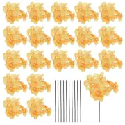 20 Sets Artificial Hydrangea Flower Heads with Stems for Bouquet,Orange
