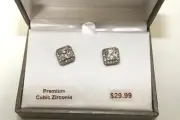 Sterling Silver & Premium Cubic Zirconia Stud Earrings ()