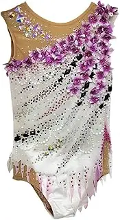 [JoyCan] White Rhythmic Gymnastics Leotards Women Girls Pink Gradient Skin-tight Competition Dancewear