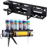 Hicarer Caulking Tube and Caulking Gun Holder Caulking Gun Storage Rack with Horizontally Base Sealant Organizer for Garage and Workspace Wall Mounted Tubes and Caulking Nozzle (2 Packs)