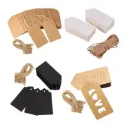 100Pc Kraft Paper Gift Tags Scallop Label Luggage Wedding Blank with Strings