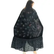 BLACK ONYX ARTDECO STEVIE NICKS STYLE VELVET MUCHA GYPSY BOHO DELUXE HOOD CAPE