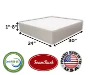 FoamRush 24" x 30" High Density Upholstery Foam Cushion (Made in USA)