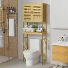 High Strength Bamboo Over The Toilet Storage Cabinet Bathroom Space Saver w Hook