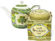 [Royal Tara] Set of Shamrock Porcelain Teapot with Breakfast Tea Packed Irish Weave Box