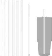6Pcs Reusable Replacement Straws with Cleaning Brush Clear Plastic Drinking Straw 11.85 Inch Long Flexible Plastic Straw BPA Free Clear Straw for Water Bottle Travel Tumblers