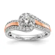 0.40ct. CZ Solid Real 14k Two-tone Peg Set By-Pass Engagement Ring