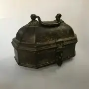 Old or antique brass box or chest for jewelry or coin BUSTER ART