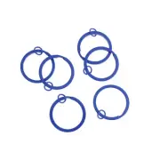 Royal Blue Enamel Key Rings with Attached Jump Ring - 30mm - 5 Pieces - FD252