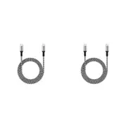 2x Microdia ExeCable Tweed PD100W USB-C Charging/Sync Cable Cord 1.3m Zebra