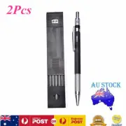 2xBlack Technico 2.0MM Mechanical Leadholder Clutch Pencil With 12x 2B 2mm Leads