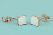 925 Sterling Silver Square Opal stud Earrings