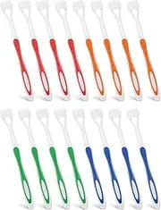 Boao 16 Pieces Three Sided Toothbrush Autism Bristle Travel Toothbrush for Kids Complete Teeth Gum Care Great Angle Bristles to Clean Each Tooth, Soft/Gentle (Green, Blue, Yellow, Red)