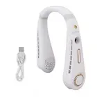 (F11 White) Lazy Hanging Neck Fan Cooling Digital Display Leafless Hanging Ne