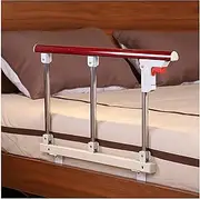 Side for Elderly Bed Rail,Foldable Safety Side for Adults Safety Handrail Railing Yellow Wood Grain Color Stainless Steel Care Aid Devices Bed Side Handrail (B)