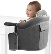 Tinybow Hook On High Chair for Baby, High Chair That Attaches to Table - Clip On High Chair to Table, Portable High Chair for Travel, Highchair for Baby Seat - Portable Baby Chair for Eating, Gray