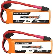 2PCS 3S 450mAh 11.1V Li-Ion Battery 70C MiniStar XT30 Plug Compatible for Mini Quadcopter RC FPV