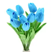 15pcs Tulips Artificial Flowers, Fake Tulip Stems Real Touch (Sky Blue)