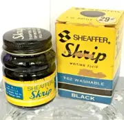 SHEAFFER SKRIP WASHABLE BLACKFOUNTAIN PEN INK WELL GLASS BOTTLE 2 OZ # 62 FULL