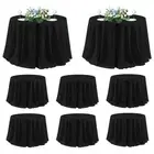 120 Inch Round Tablecloth Black, 8 Pack - Circle Polyester Fabric Table Cloth...