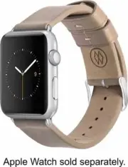 Monowear Creme Leather Band with Matte Silver Adapter for 38mm Apple Watch