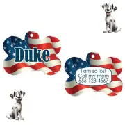 Personalized Pet I.D. Tag American Flag | Two Sided Tag | Pets | Dog | Animals