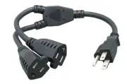 2-Outlet AC Outlet Power Splitter For Power Strip Surge Protector PDU UPS