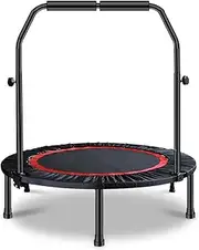 VOLKWELL 40" Rebounder Mini Trampoline with Adjustable Non-Slip Handle Bar, Foldable Indoor Exercise Workout Rebounder Trampoline for Adults & Kids, Jumping Cardio Quiet Safely Bounce