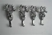 Metal wall mount Moose head coat hook Lot of 4 pieces Christmas Gif antelope au*