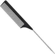 1 Pack Stainless Steel Rat Tail Comb for Parting Hair, Pintail Hair Parting Comb with Metal Pick on End, Black Anti Static Carbon Fiber Fine Tooth Teasing Brush for Men and Women