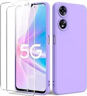 [Byvuwiay] Case for Oppo A78 5G, with 2 Pieces Tempered Glass, Anti-Scratch Shockproof Case, TPU Soft Bumper Protective Case for Oppo A78 5G - Purple