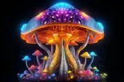 Magic Mushroom UV tapestry, Blacklight Reactive, Psychedelic Wall Hanging, DMT