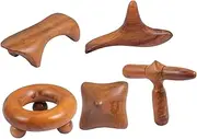 Ergonomic Handle 5pcs Sandalwood GuaSha Massager Kit for Neck Shoulder Back Legs