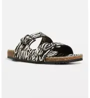 Saint Laurent Fabrice Zebra Print Buckle Slide Calf Hair Men’s Sandals 43 Jimmy
