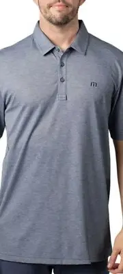 NWT Travis Mathew Langley Heather Blue Golf Polo Shirt Mens Large