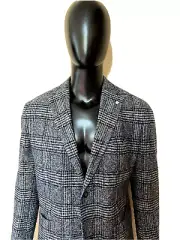 Luigi Bianchi Mantanova Gary Brown Plaid Jacket Blazer Size US 46R (EU56R) NWT