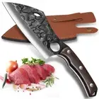 Hand Forged Boning Knife with Finger Hole Meat Cleaver Knife Butcher Knife