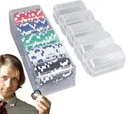 Chips for Mah Jong Games, Professional Poker Sets, Poker Chips Set with Aluminum Case for Texas Hold'em Blackjack Card Club