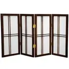 2 ft. Short Desktop Double Cross Shoji Screen - Walnut - 4 Panels