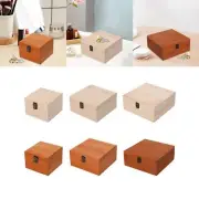 Wooden Storage Box Container Unfinished Box with Hinged Lid Wood Boxes Front