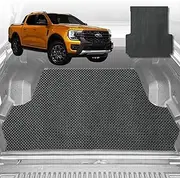 6D Diamond Ute Tub Mat for Ford Ranger Wildtrack Dual Cab 2022-Current (With Factory Plastic Tub Liner) - Waterproof Poly Material - Non-Slip, Scratch-Proof, Easy Clean - Custom Fit - Black
